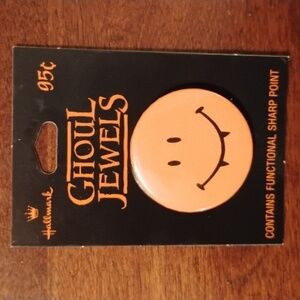 Hallmark Ghoul Jewels Orange Smiley Button